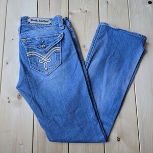 Rock Revival Elaina Boot Distressed Denim Jeans Size 29X31